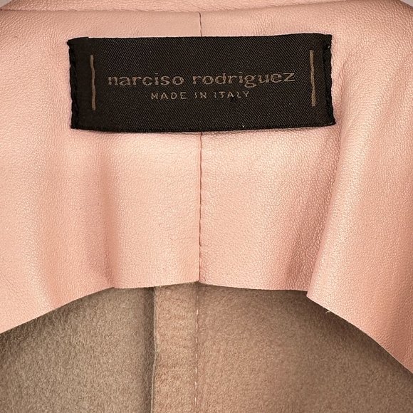Narciso Rodriguez Light Pastel Pink Snap Button Sheep Leather Jacket - Picture 6 of 8